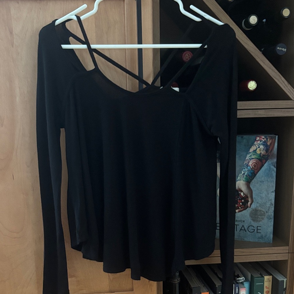 Silence + Noise Black Long Sleeve Top